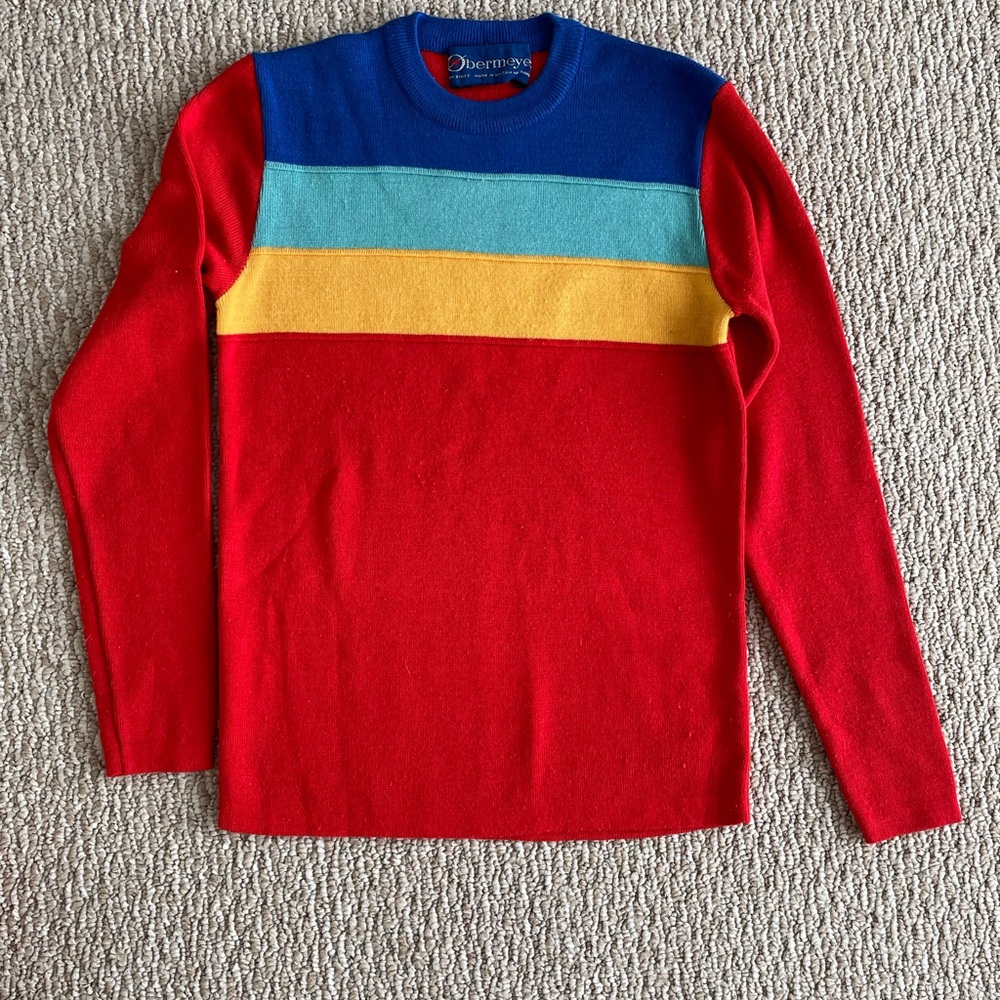 Obermeyer vintage ski sweater youth large snowboard vintage Vtg colorblock